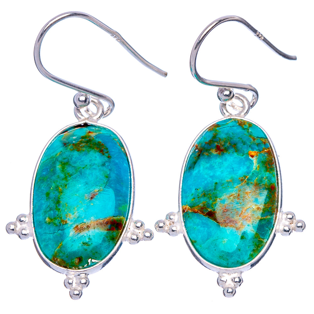 Kingman Turquoise Earrings 1 3/8" (925 Sterling Silver) E1840