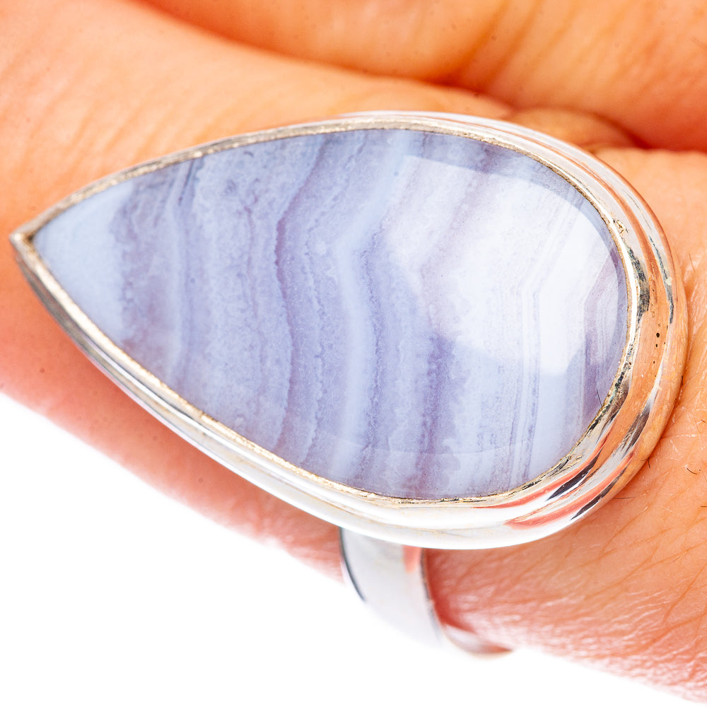 Blue Lace Agate Ring Size 8.75 (925 Sterling Silver) R1670