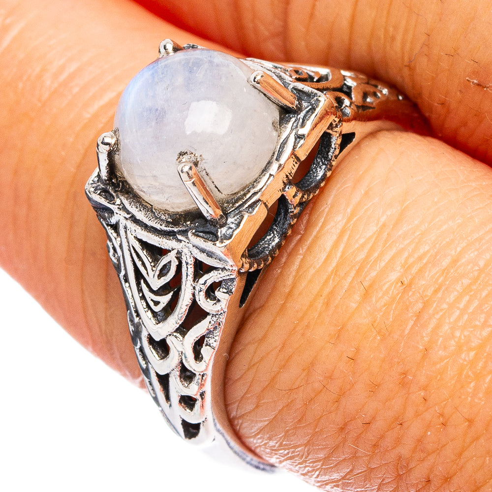 Rainbow Moonstone Ring Size 8.5 (925 Sterling Silver) R4790