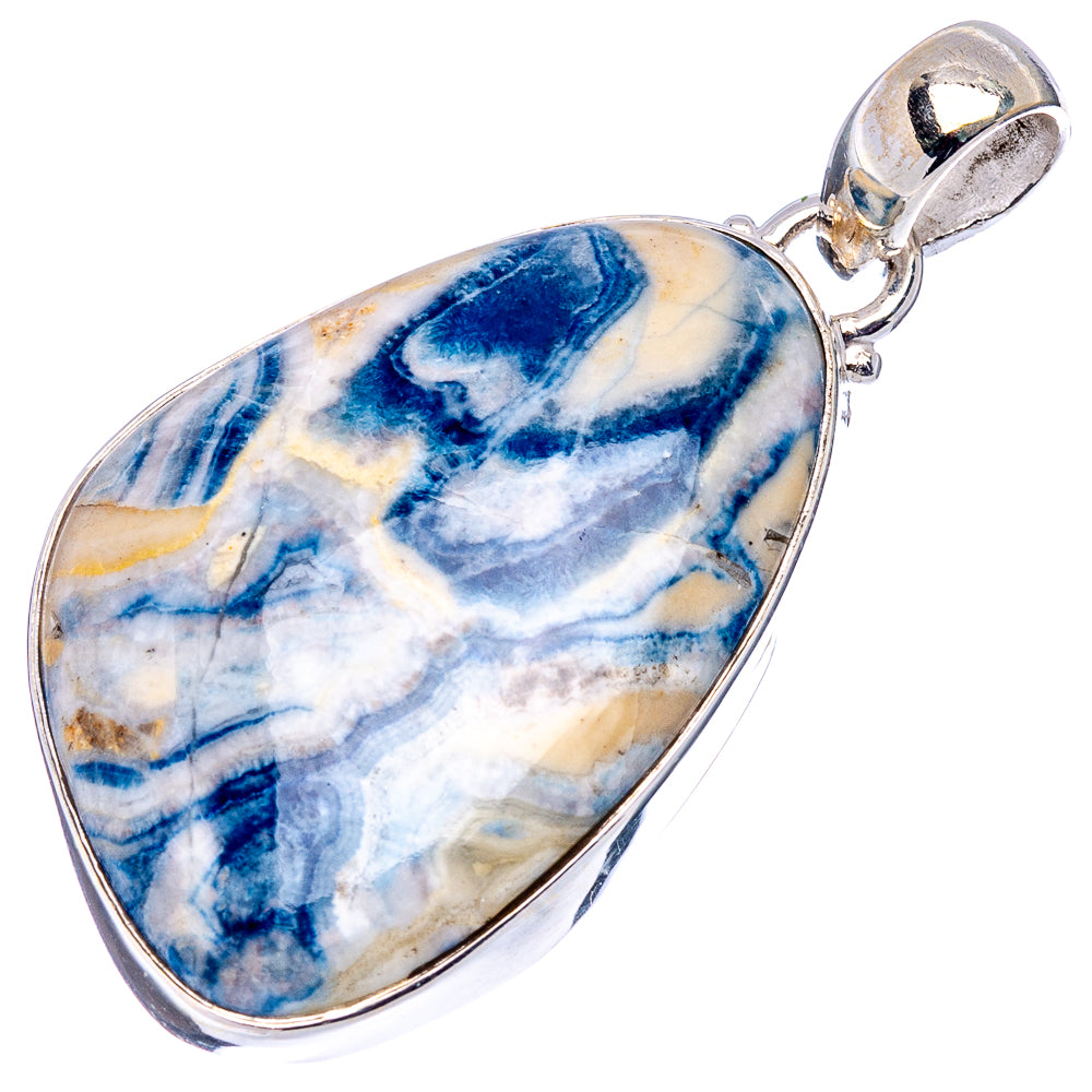 Blue Scheelite Pendant 1 3/4" (.925 Sterling Silver)