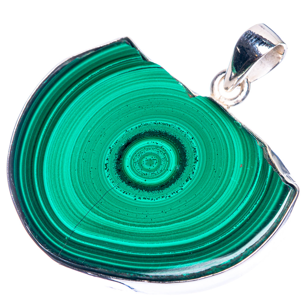 Malachite 925 Sterling Silver Pendant 1 1/2"