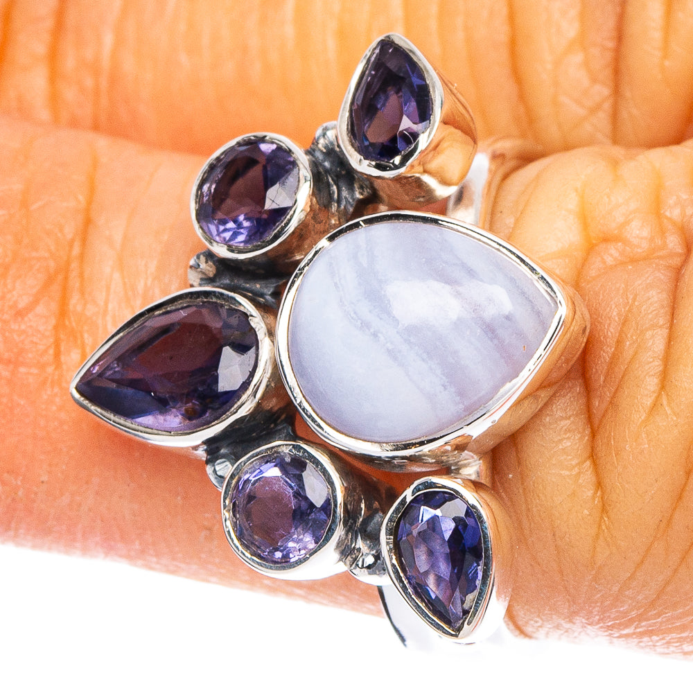Blue Lace Agate, Tanzanite 925 Sterling Silver Premium Ring Size 6 (925 Sterling Silver) R6576
