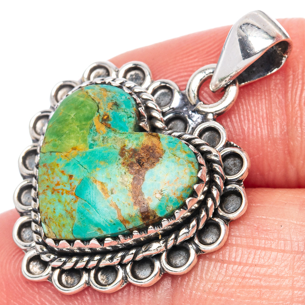 Rare Arizona Turquoise Pendant 1 1/4" (925 Sterling Silver) P42011