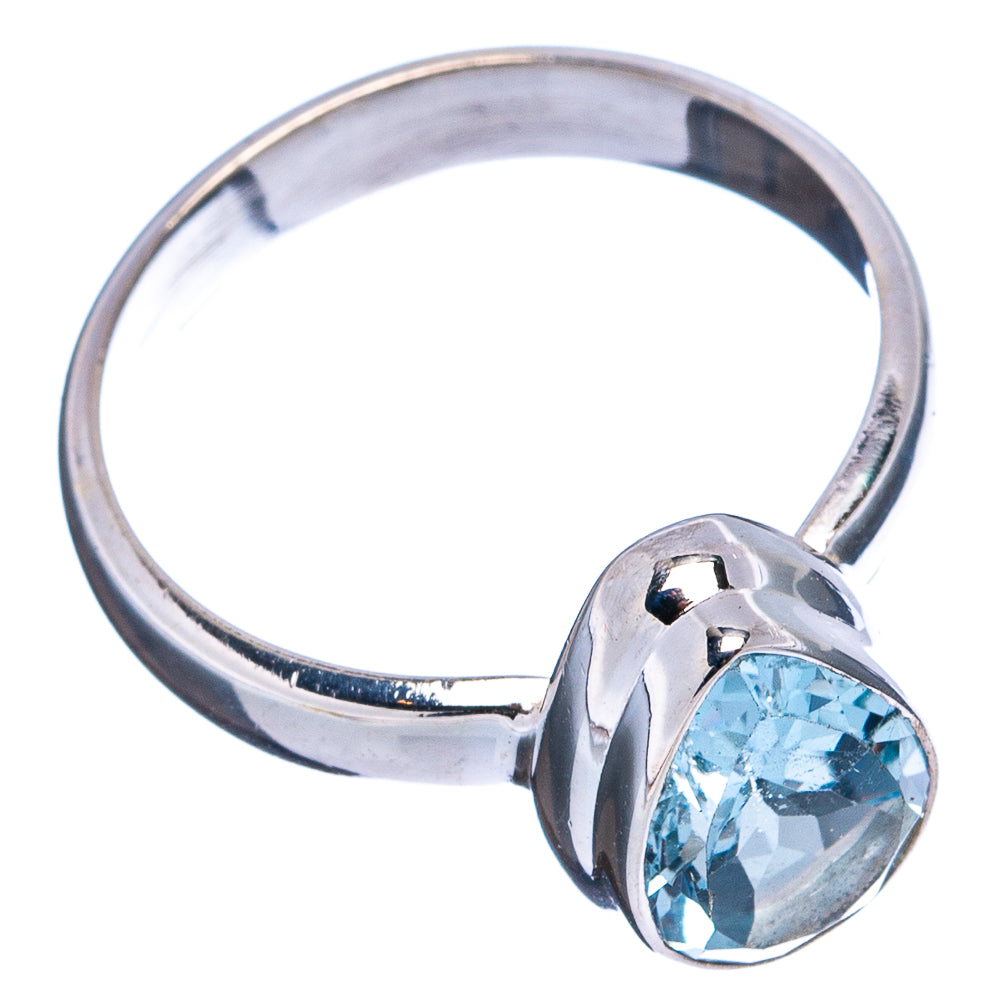 Faceted Blue Topaz Ring Size 6.75 (.925 Sterling Silver)