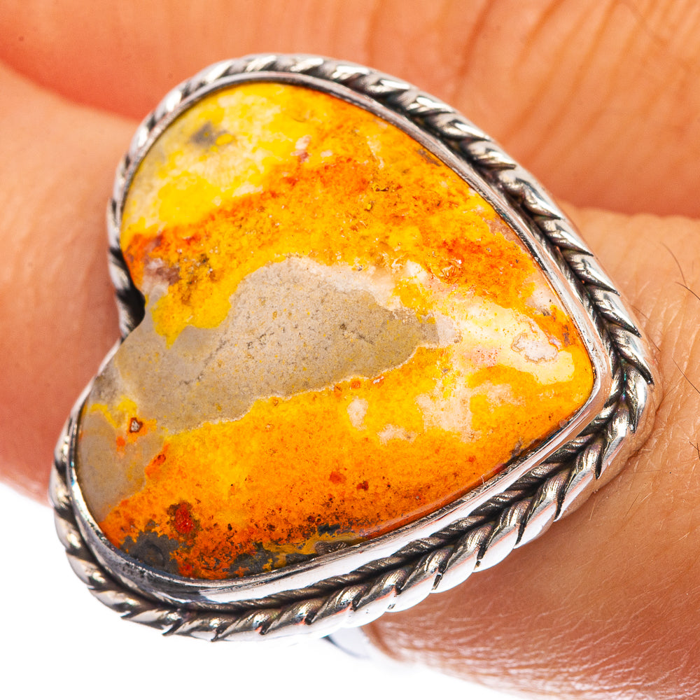 Large Bumble Bee Jasper 925 Sterling Silver Ring Size 7.5