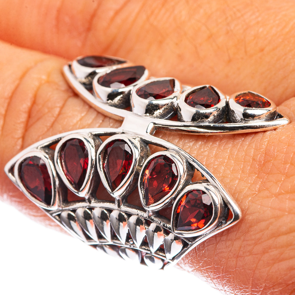 Large Garnet 925 Sterling Silver Ring Size 8.25