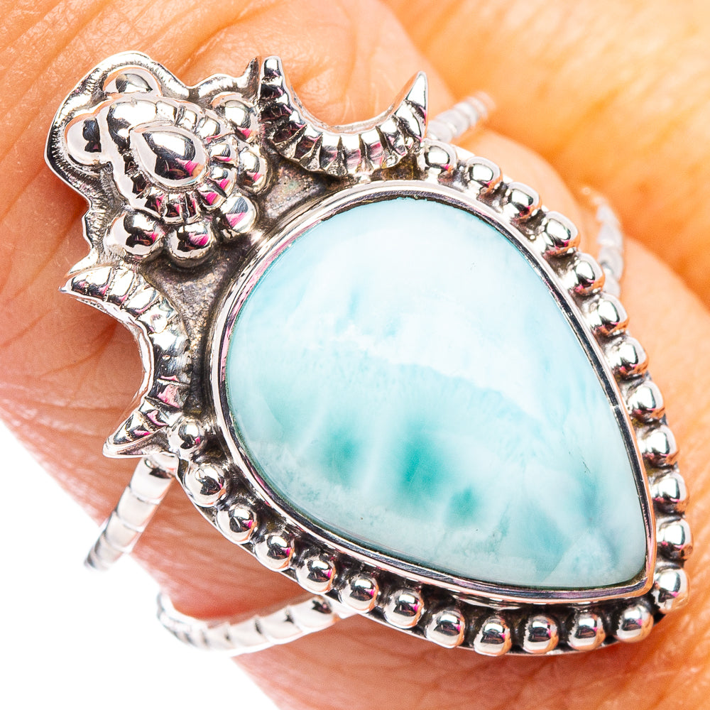 Premium Larimar Ring Size 8.5 (.925 Sterling Silver)