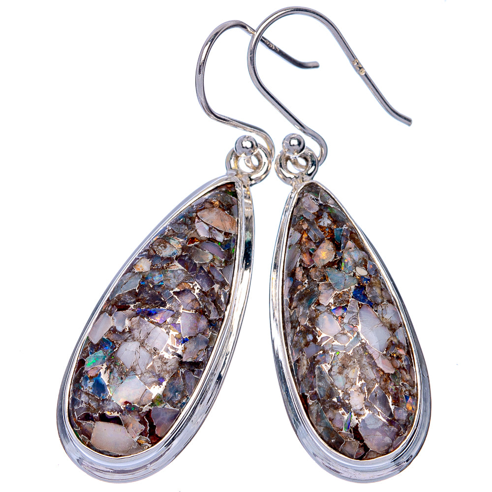 Brecciated Ethiopian Opal Earrings 1 3/4" (925 Sterling Silver) E433088