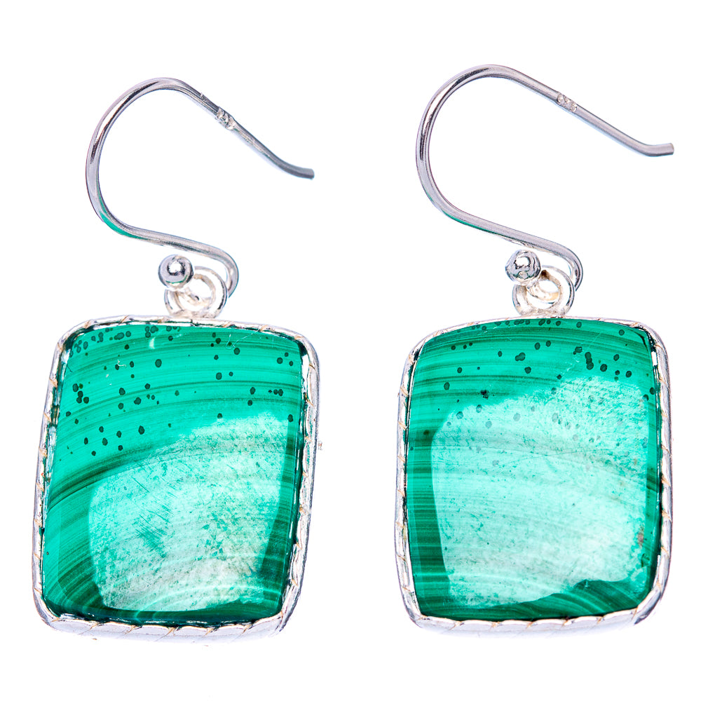 Malachite Earrings 1 3/8" (925 Sterling Silver) E1463