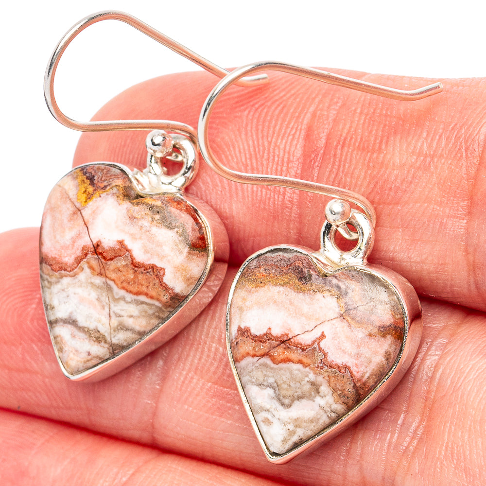 Rosetta Jasper Heart Earrings 1 3/8" (925 Sterling Silver) E2782