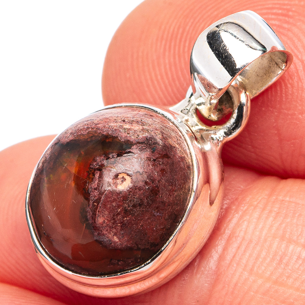 Rare Mexican Fire Opal Pendant 7/8" (.925 Sterling Silver)