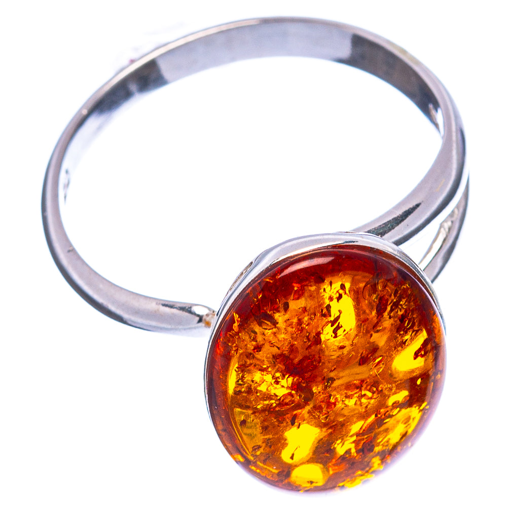 Baltic Amber Ring Size 7 Adjustable (.925 Sterling Silver)
