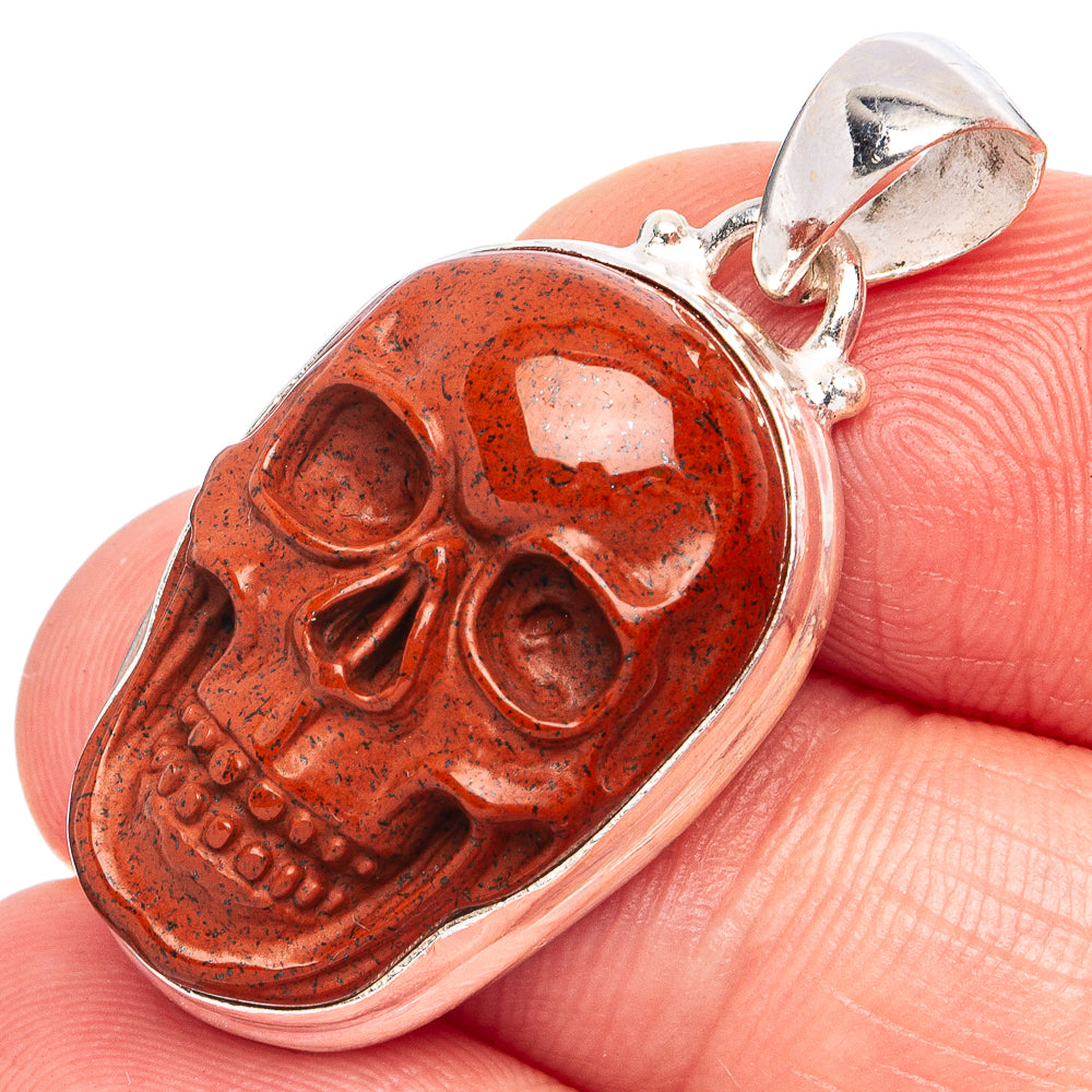 Mahogany Obsidian Skull Pendant 1 3/8" (925 Sterling Silver) P45153