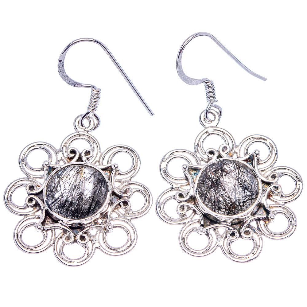 Premium Tourmalinated Quartz Earrings 1 5/8" (.925 Sterling Silver)