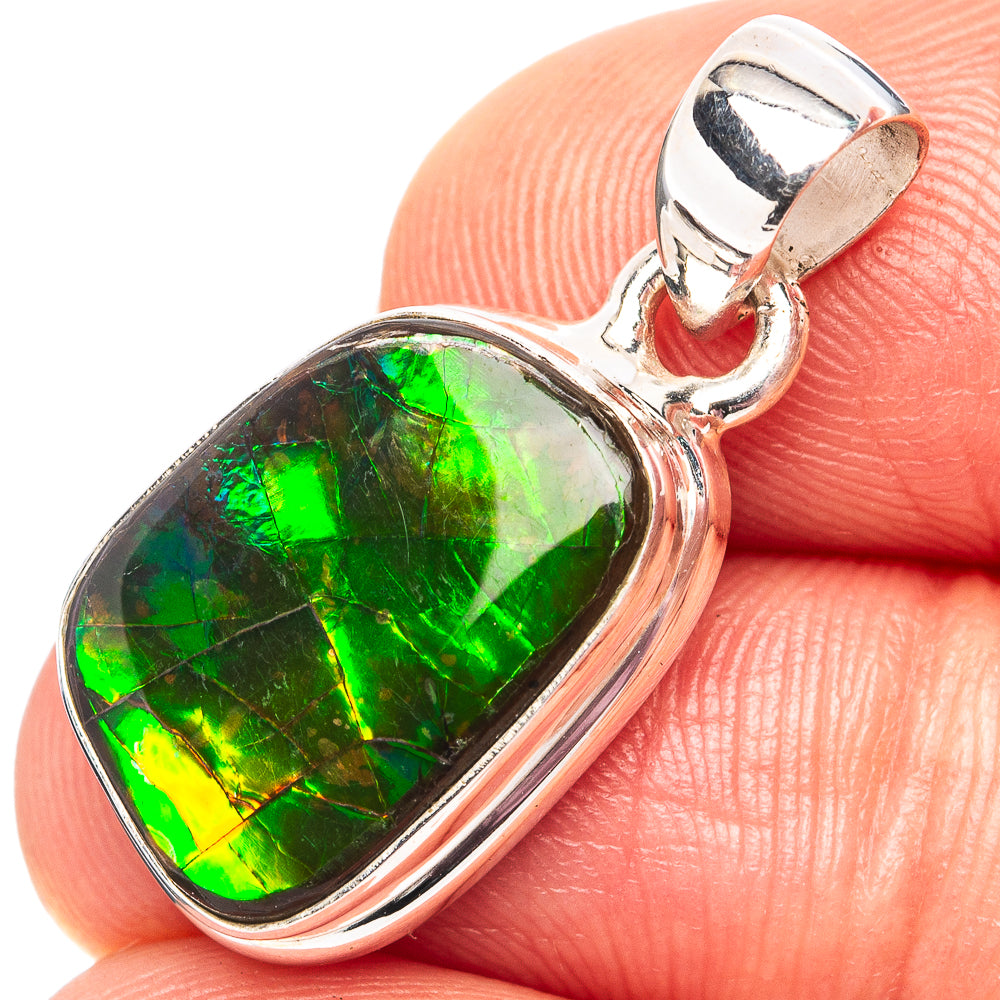 Premium Canadian Ammolite Pendant 1 1/8" (.925 Sterling Silver)