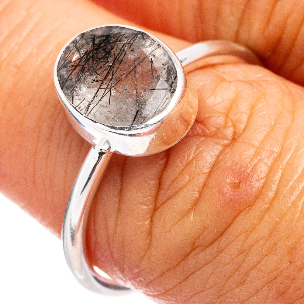 Tourmalinated Quartz Ring Size 8 (.925 Sterling Silver)