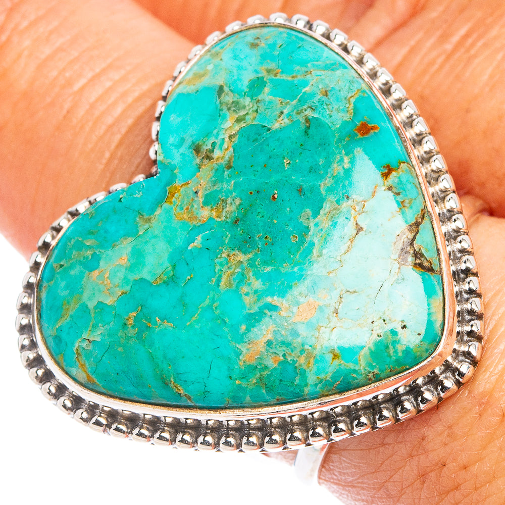 Mohave Turquoise Heart Ring Size 8 (.925 Sterling Silver)