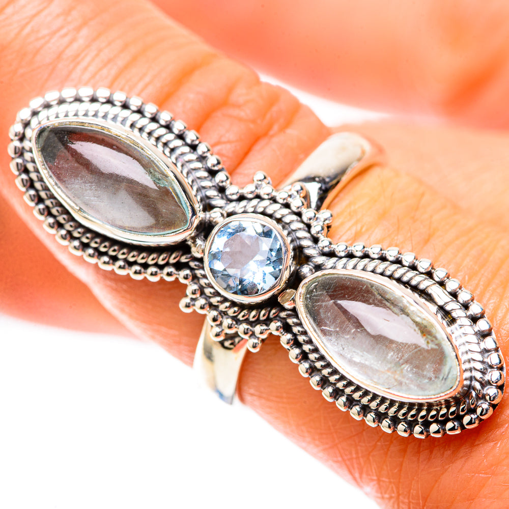 Large Natural Aquamarine, Blue Topaz Ring Size 8.25 (925 Sterling Silver) RING138008
