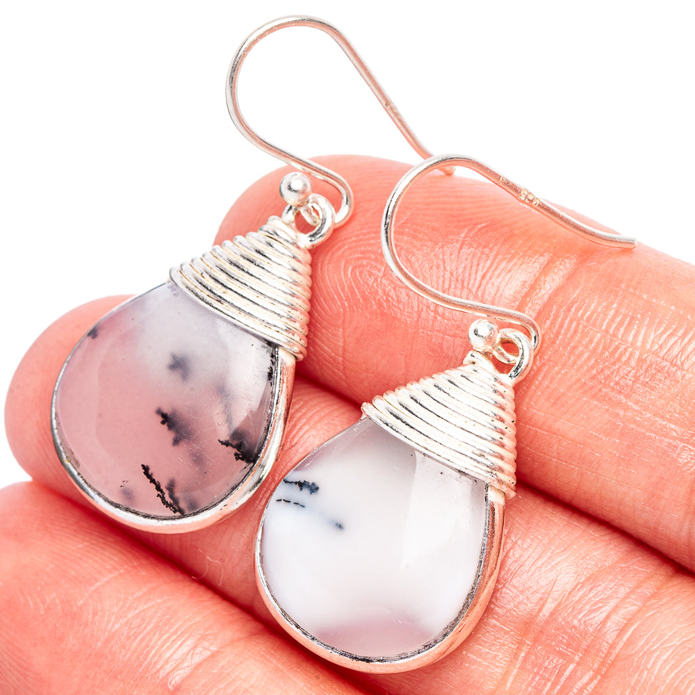 Dendritic Opal Earrings 1 3/8" (925 Sterling Silver) E2339