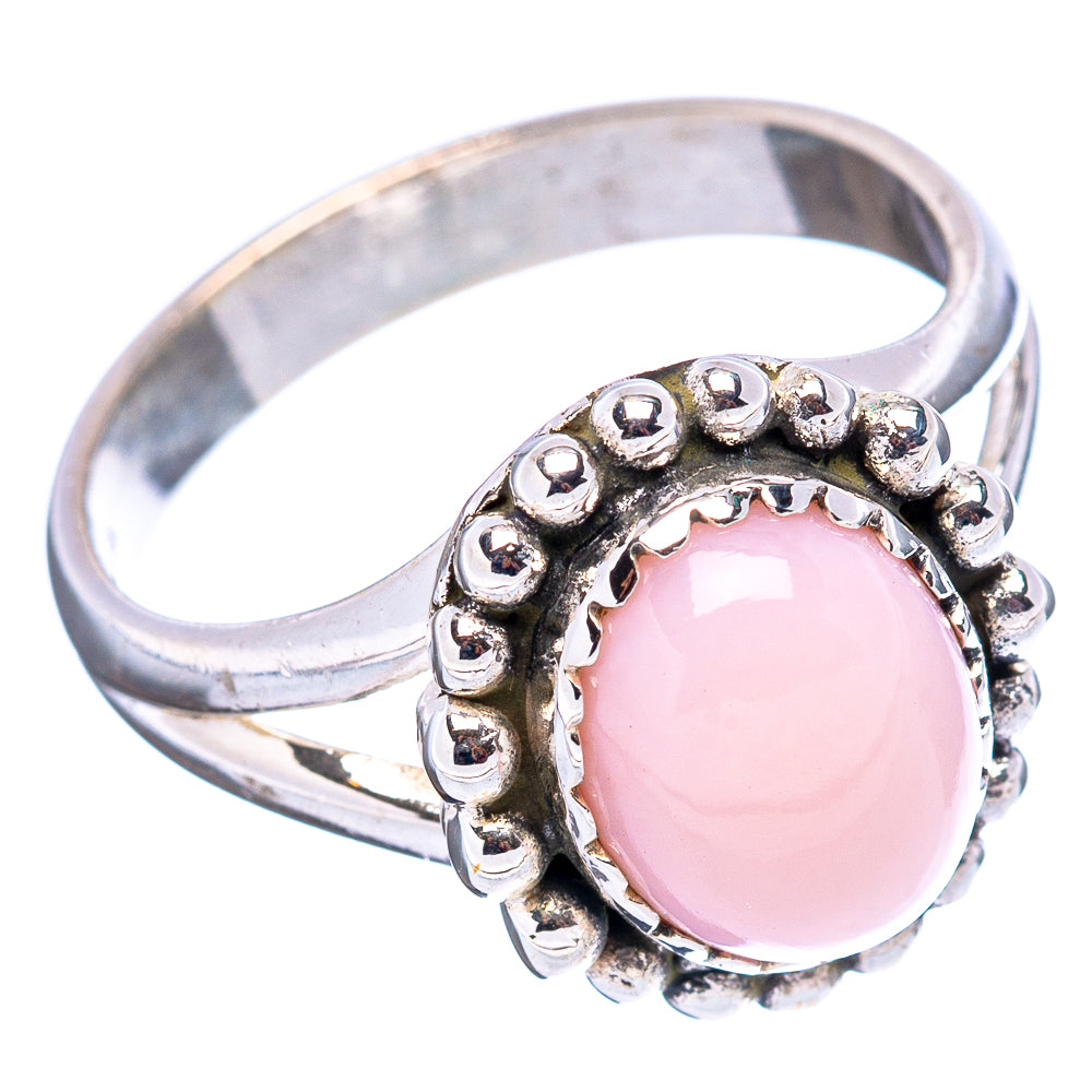 Pink Opal Native Style Ring Size 7 (.925 Sterling Silver)
