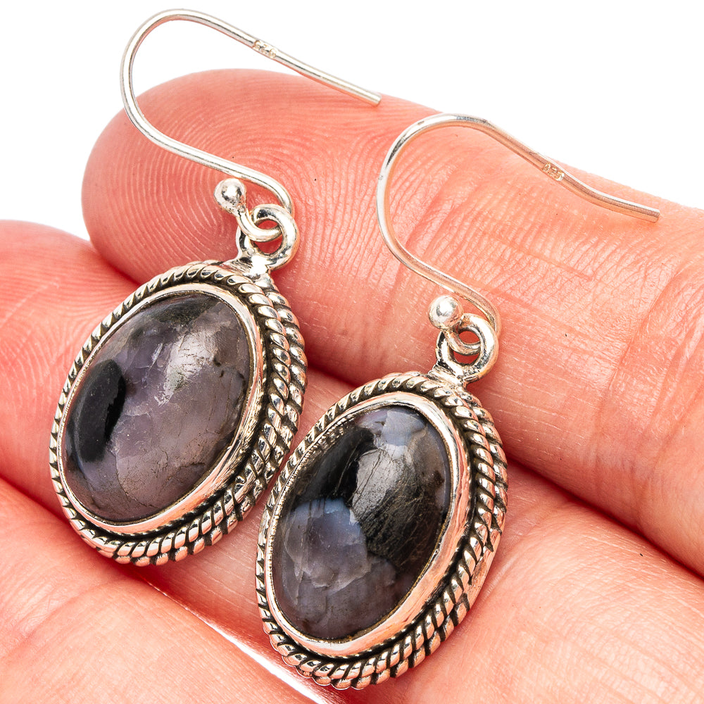 Gabbro Stone 925 Sterling Silver Earrings 1 3/8" (925 Sterling Silver) E2106