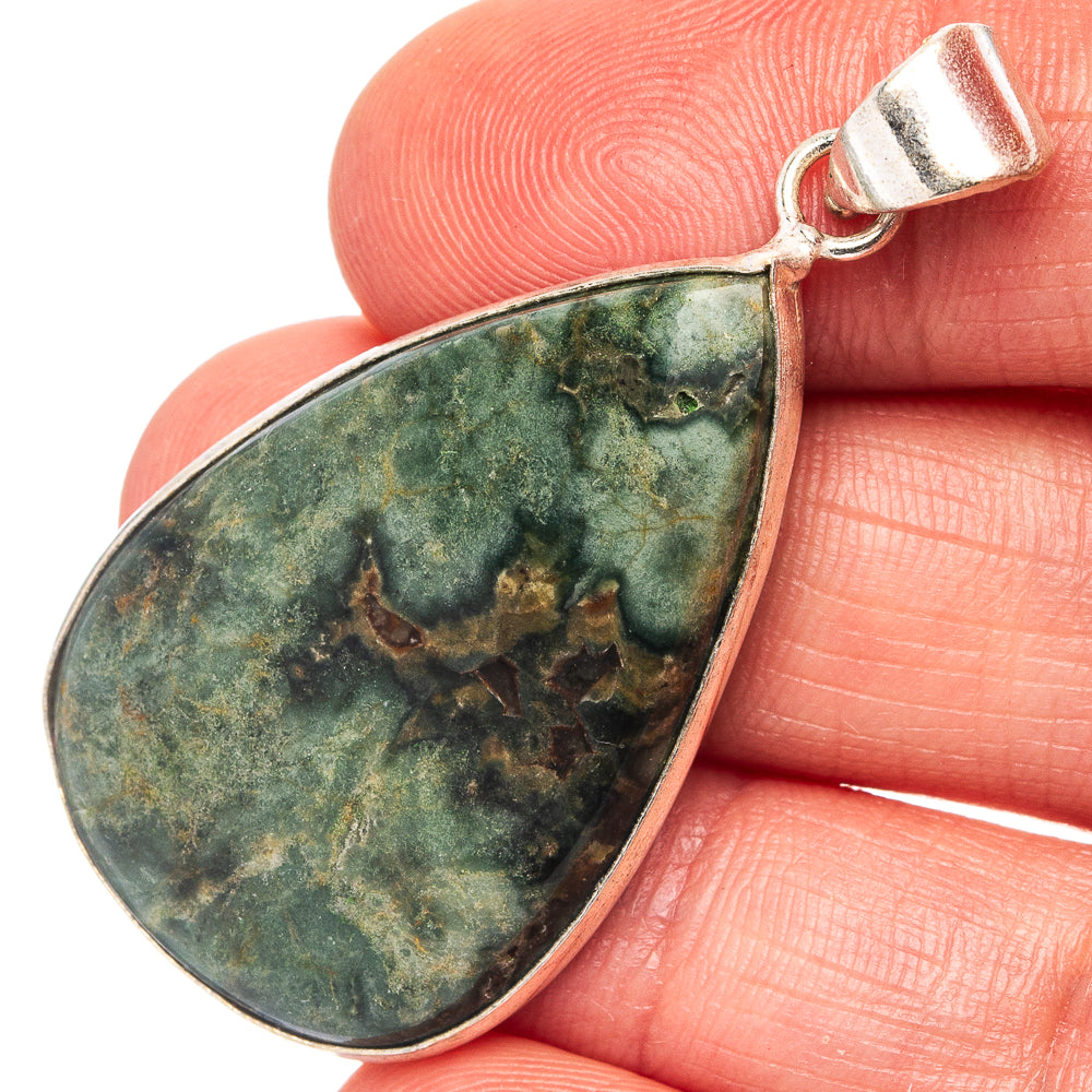 Ocean Jasper Pendant 1 7/8" (Silver Plated)