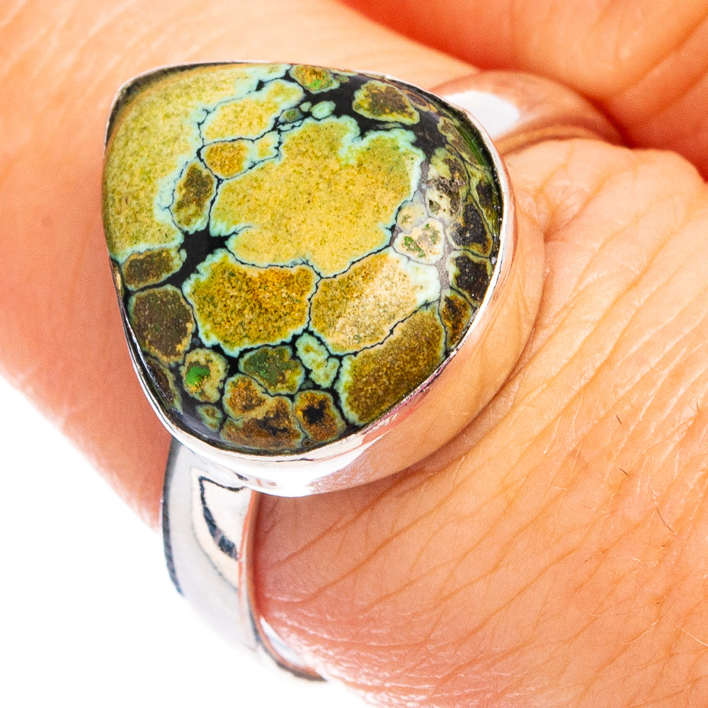 Hubei Spiderweb Turquoise Ring Size 8.25 (.925 Sterling Silver)