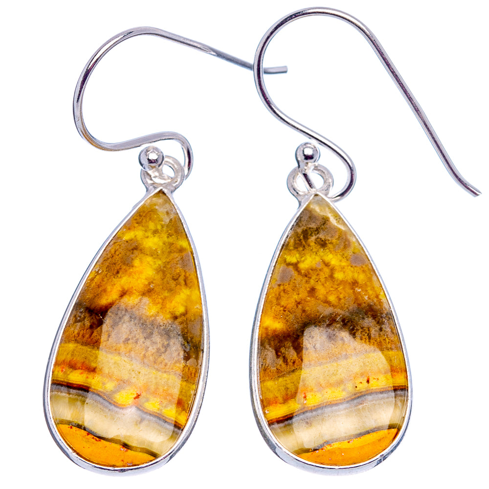 Bumblebee Jasper Earrings 1 1/2" (.925 Sterling Silver)