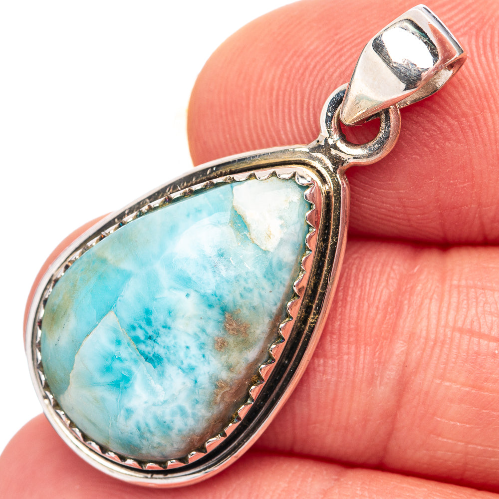 Rare Larimar Pendant 1 3/8" (.925 Sterling Silver)