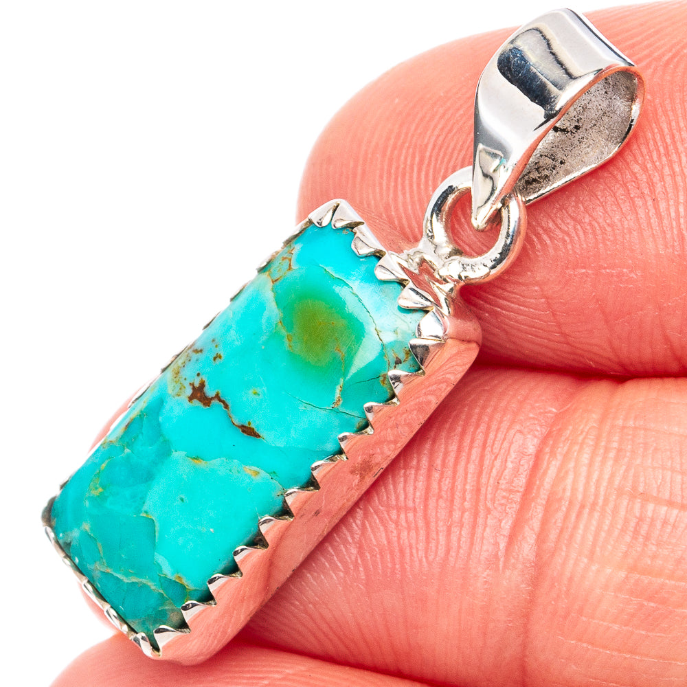 Rare Kingman Turquoise Pendant 1 1/4" (.925 Sterling Silver)