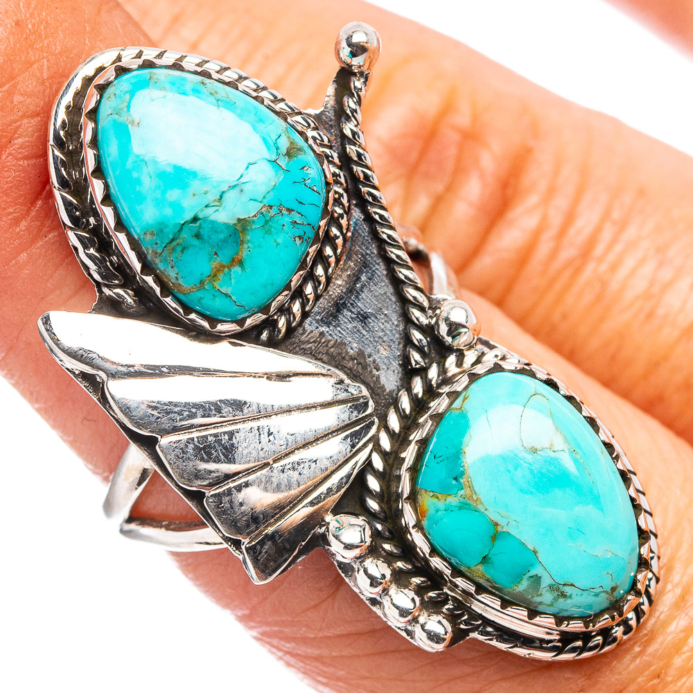 Native Style Mohave Turquoise Ring Size 6.5 (.925 Sterling Silver)