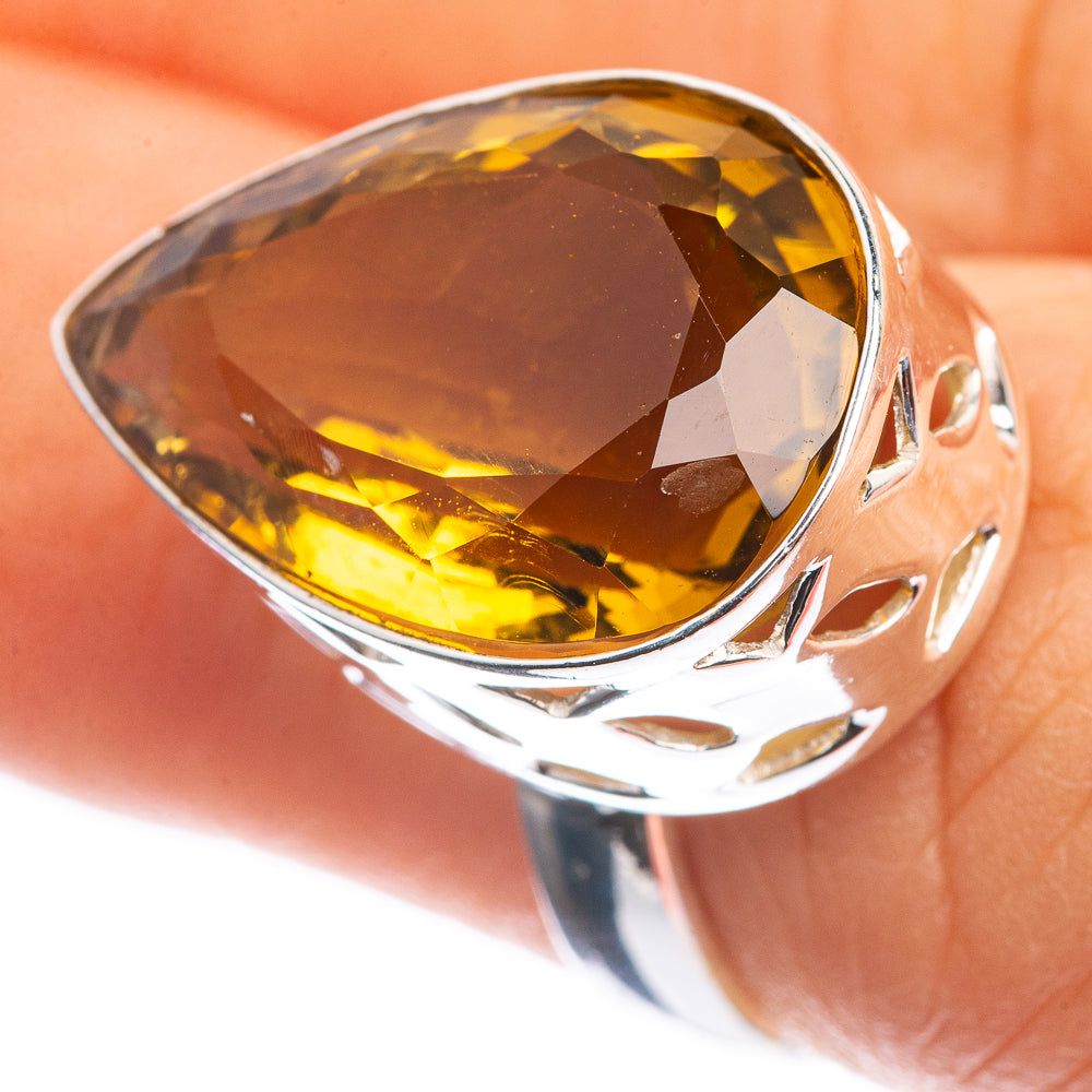 Faceted Citrine 925 Sterling Silver Ring Size 6