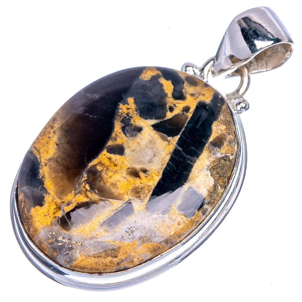 Tiger Dendritic Agate Pendant 1 3/8" (925 Sterling Silver) P40724