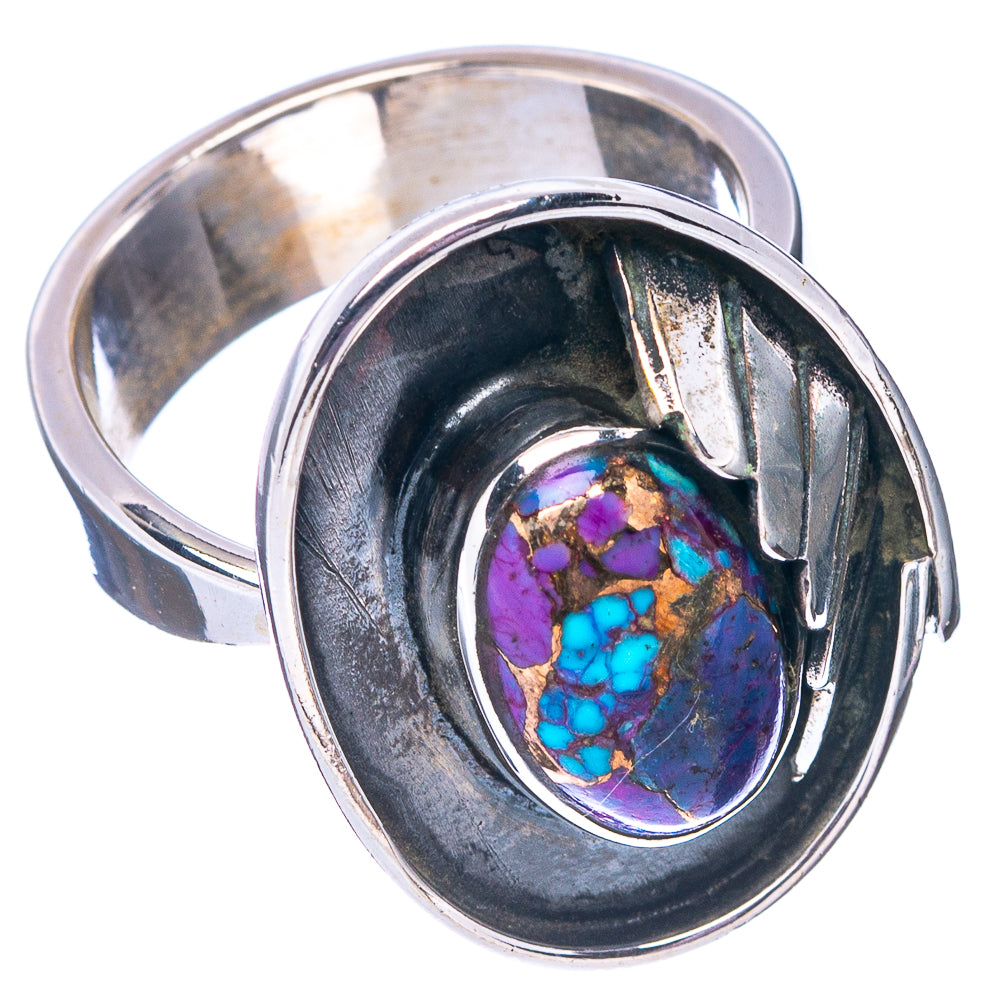 Exclusive Purple Copper Turquoise Ring Size 7 Adjustable (.925 Sterling Silver)