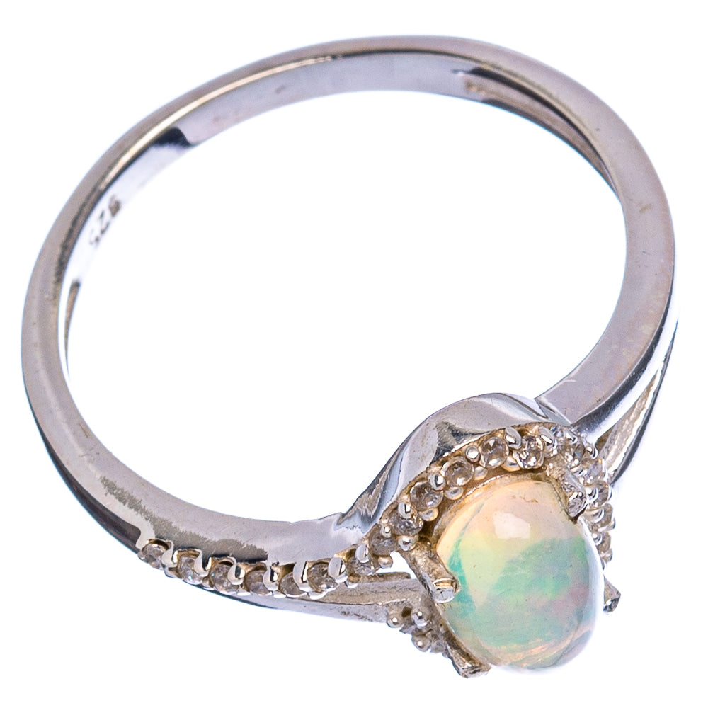 Rare Ethiopian Opal, Cubic Zirconia Ring Size 7 (.925 Sterling Silver)