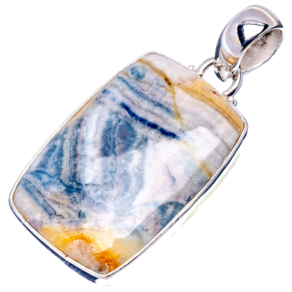 Blue Scheelite Pendant 1 5/8" (.925 Sterling Silver)