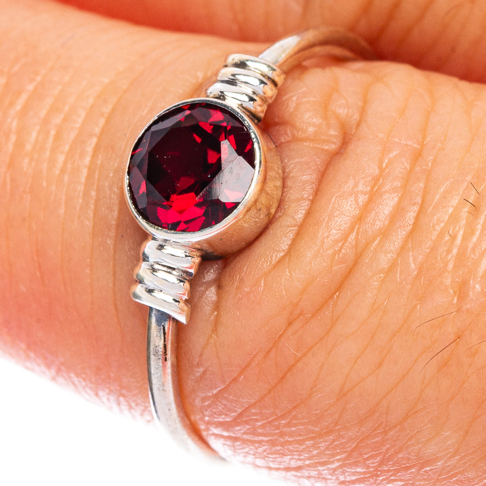 Garnet Dainty Ring Size 7.75 (925 Sterling Silver) R147066
