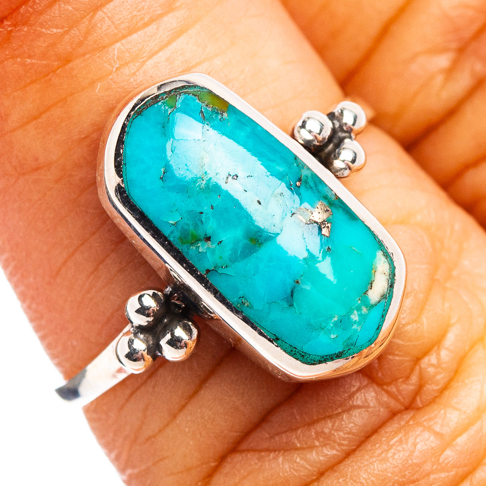 Native Style Mohave Turquoise Ring Size 6 (.925 Sterling Silver)