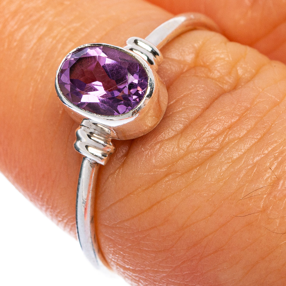 Faceted Amethyst Dainty Ring Size 7.25 (925 Sterling Silver) R145361