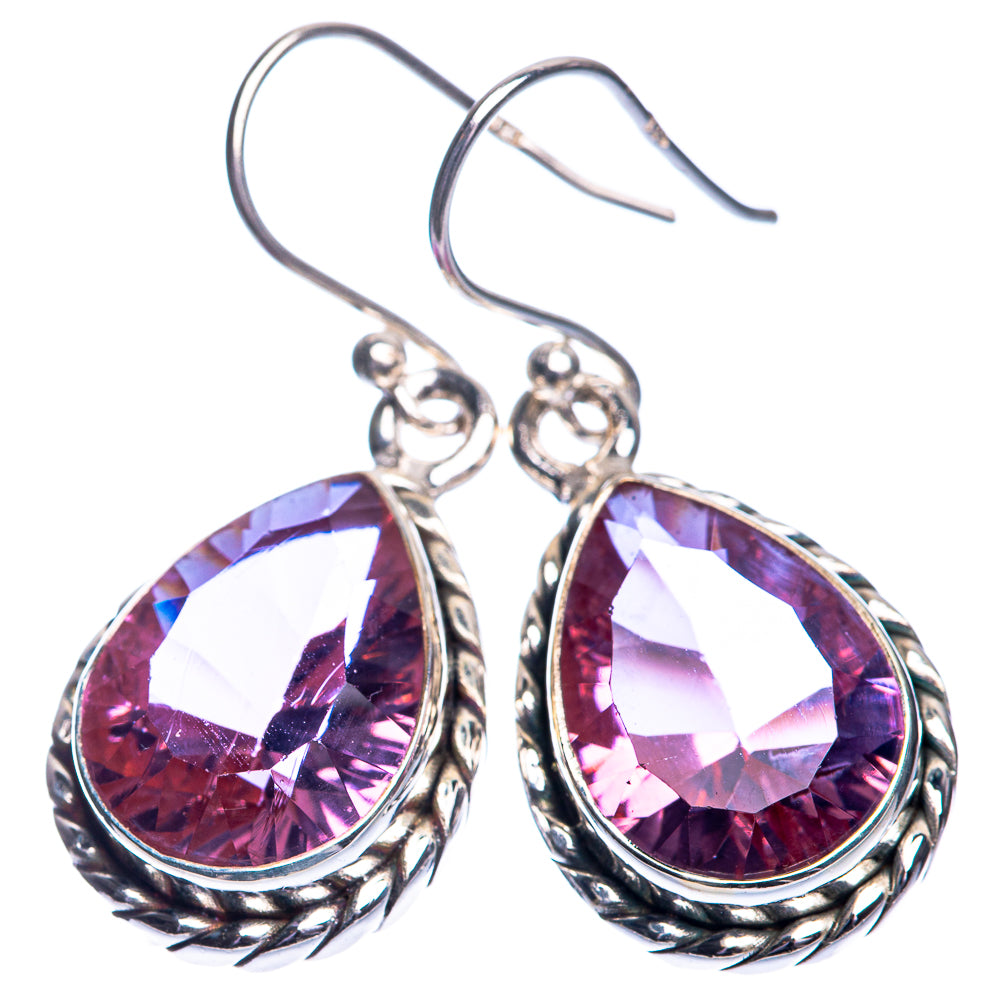 Color Change Alexandrite (Lab.) Earrings 1 3/8" (925 Sterling Silver) E432774