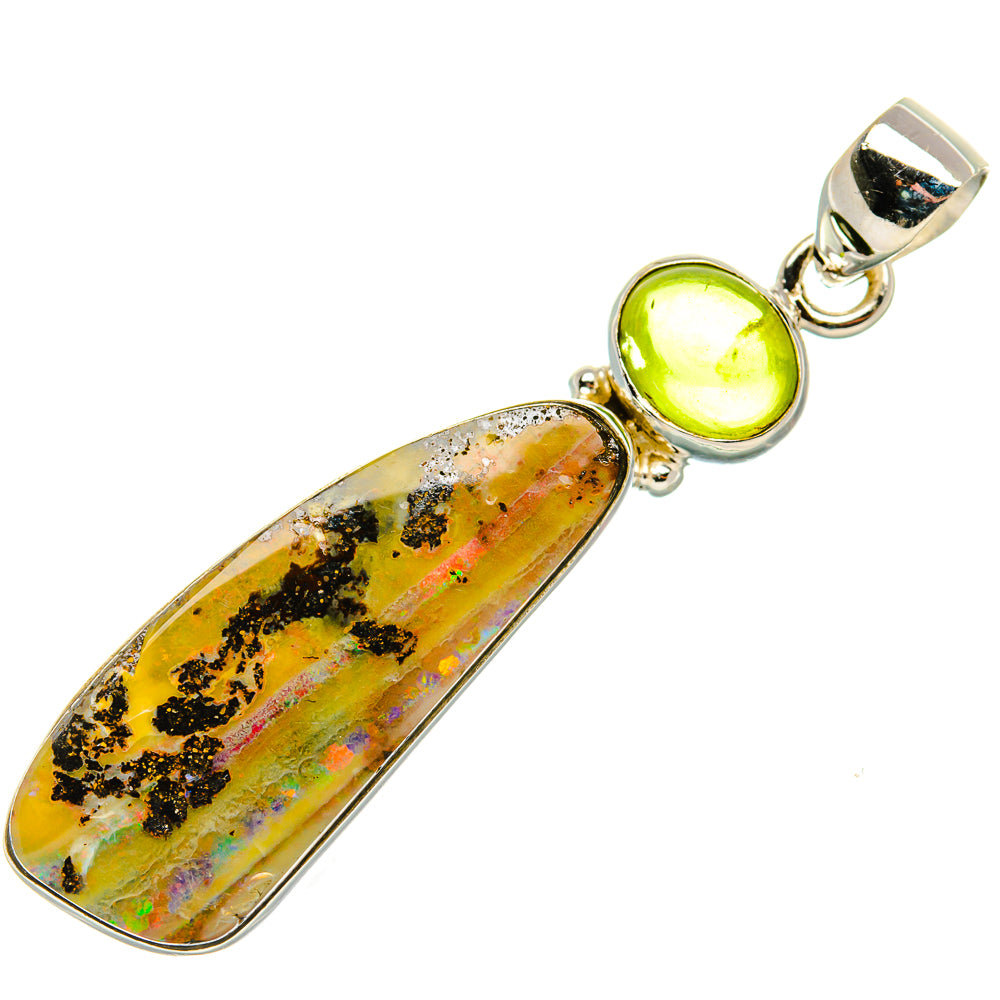 Boulder Opal, Peridot Pendant 2" (925 Sterling Silver) PD37979
