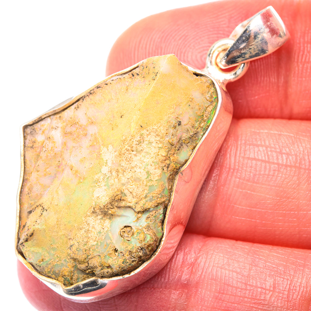 Raw Ethiopian Opal Pendant 1 3/4" (925 Sterling Silver) PD38541