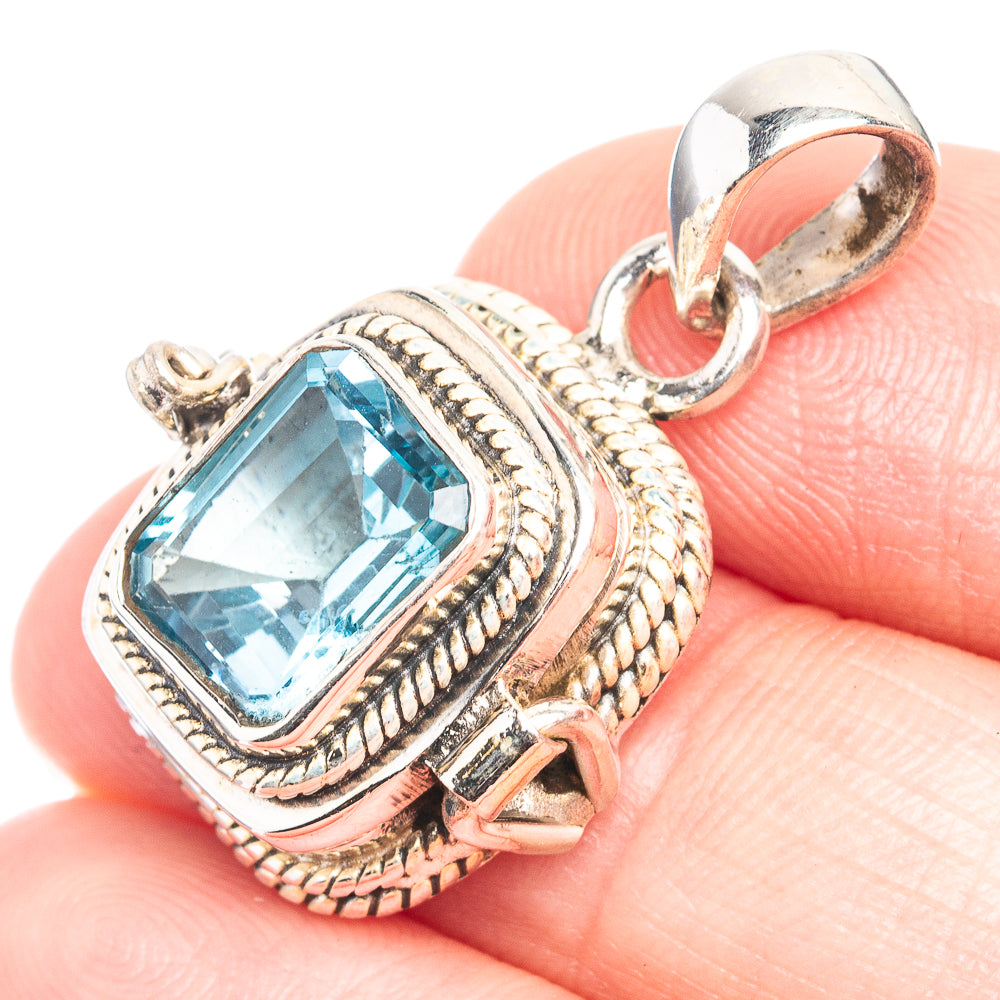 Poison Blue Topaz Pendant 1 1/8" (925 Sterling Silver) P39286
