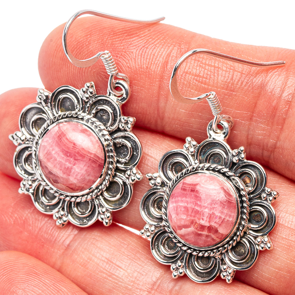 Premium Rhodochrosite Earrings 1 5/8" (.925 Sterling Silver)