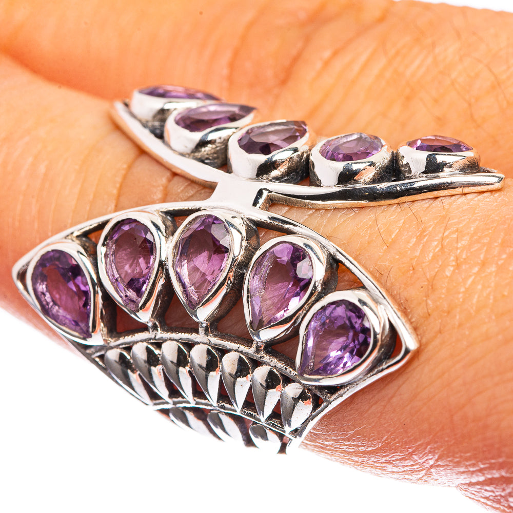 Large Faceted Amethyst 925 Sterling Silver Ring Size 6.75