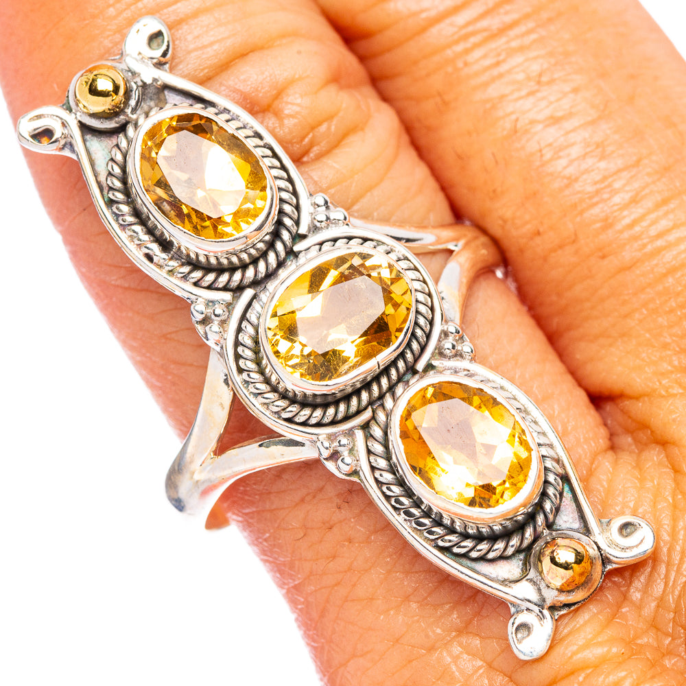 Large Citrine Ring Size 10.75 (925 Sterling Silver) R7402