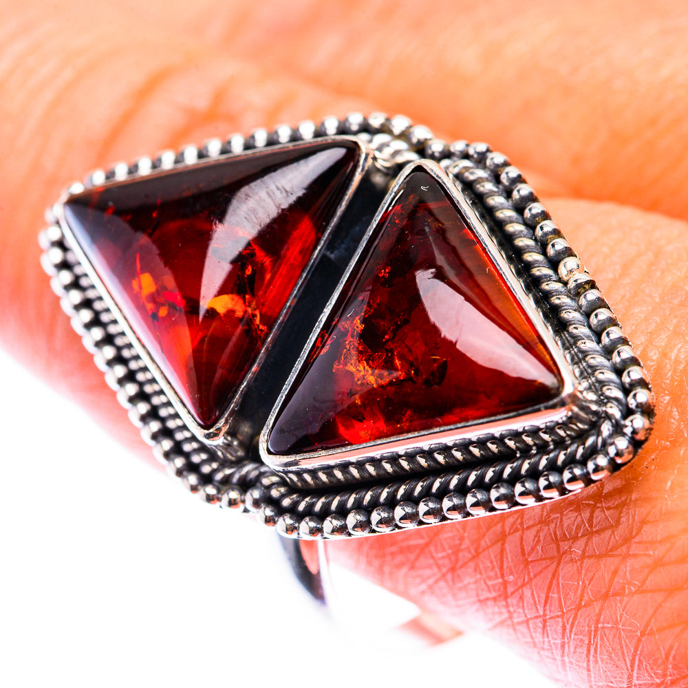 Large Baltic Amber Ring Size 10.75 (925 Sterling Silver) RING140205