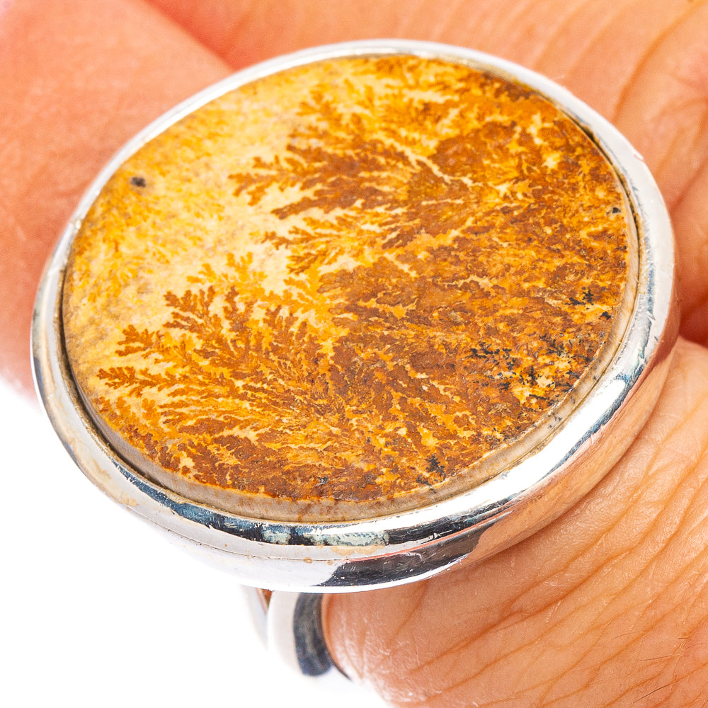 Large Germany Psilomelane Dendrite Ring Size 6 (925 Sterling Silver) R7044