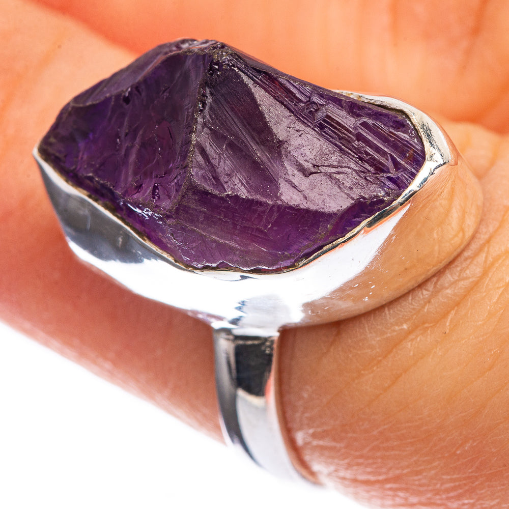 Rough Amethyst 925 Sterling Silver Ring Size 6.5