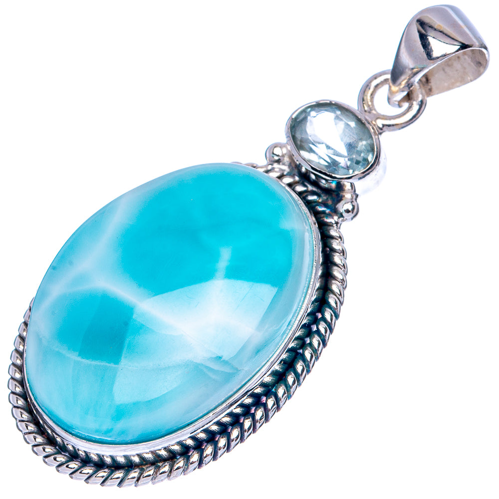 Larimar, Blue Topaz Pendant 1 7/8" (925 Sterling Silver) P41299